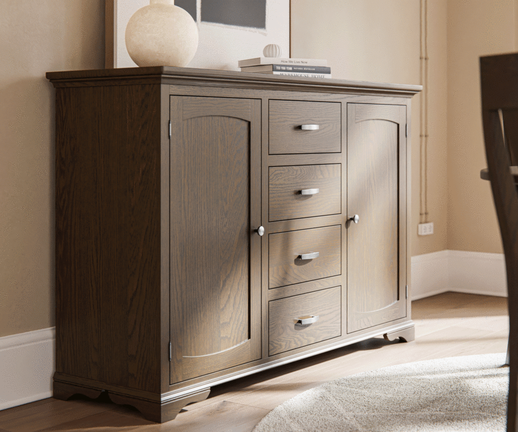 Solid wood sideboard showing what makes Amish furniture different.