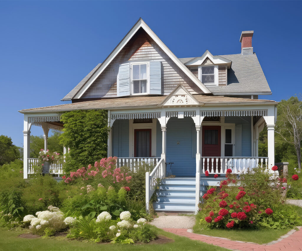 Craftsman bungalow with wraparound porch, Amish furniture for homes across NC
